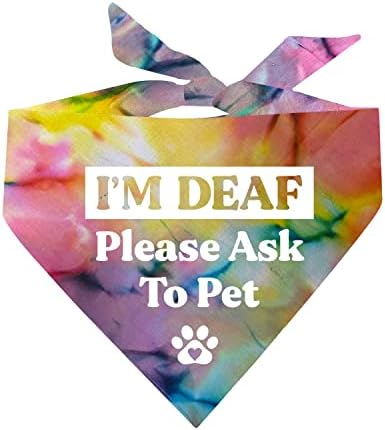 Sağırım Lütfen Evcil Hayvan Ezmesini İsteyin Kravat Boyası Üçgen Köpek Bandana (Çeşitli Renkler)