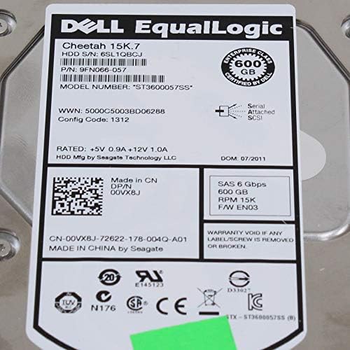 Dell Equallogic 600 GB 15 K SAS 3.5 inç 0VX8J ST3600057SS PS6000 PS4000 PS5000 PS6010 (Yenilenmiş)