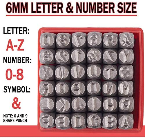 PH PandaHall 36 Adet Mektup ve sayı Metal Damga Seti, 1/4 inç 6mm Alfabe A-Z ve Sayı 0-9 ve Sembol, Metal takı Deri ahşap