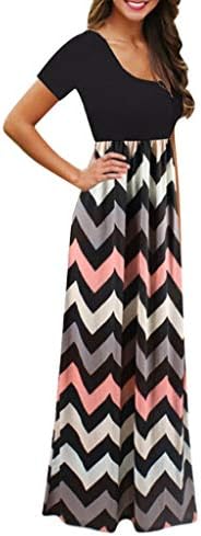 Kadın Kısa Kollu/Kolsuz Uzun Maxi Elbise Yaz Rahat Moda Düz/Çiçek/Geometrik Baskı Seksi Elbise cepler ile