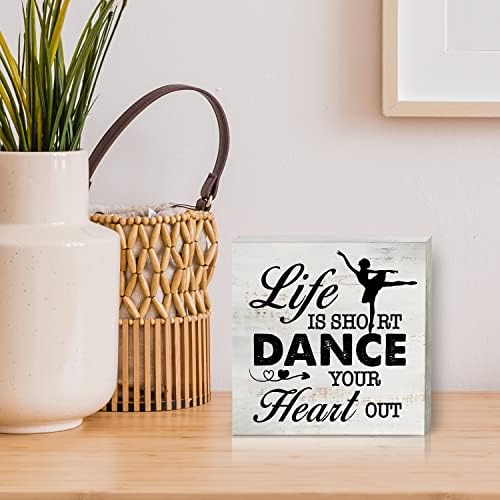 Hayat Kısa Kalbinizi Dans edin Ahşap kutu işareti Ev Dekor Rustik Dans Öğretmeni Dansçı Ahşap kutu işareti Blok Plak Duvar