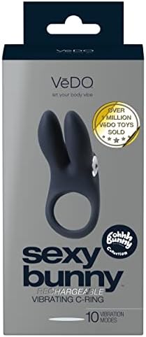 VeDO seksi tavşan şarj edilebilir titreşimli C-Ring yetişkin seks oyuncak çiftler için (siyah inci)