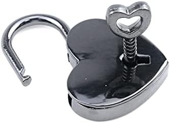BENİM MİRONEY Metal Kalp Şeklinde Asma Kilit Tabancası Siyah Mini Kilit Dekoratif Kutu anahtarlı kilit 2'li Paket