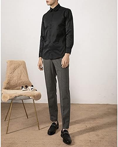 Maiyifu-GJ Erkekler Rahat Kırışıklık Ücretsiz Elbise Gömlek Düzenli Fit Düğme Aşağı Gömlek Katı Slim Fit Uzun Kollu iş gömleği