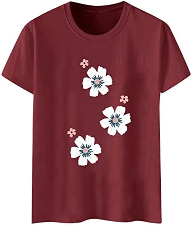 MIASHUI Streç Gömlek Bayan Yuvarlak Boyun Büyük Moda Baskı Kısa Kollu Düz Renk T Shirt Kazak Bayan Aktif