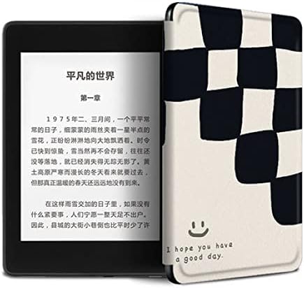 Kindle ile uyumlu 10th Nesil 2019 - Hafif PU Deri Kindle Kapakları için Tüm-Yeni Kindle ile Uyumlu-Siyah ve Beyaz Kareler