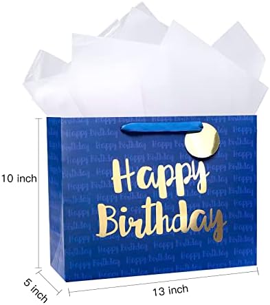 Doğum Günü, Bebek Duşu, Parti ve Daha Fazlası için Kağıt Mendil içeren Loveınsıde Mavi Doğum Günü Hediyesi Çantası-13 x 10