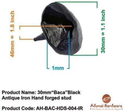 Adonai Donanım 30mm Baca Siyah Antika Demir El Dövme Saplama (20 Adet olarak Verilir) - Siyah Toz Boyalı