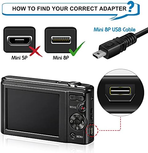 PwrON USB AC Güç Adaptörü pil şarj cihazı Kablosu Sony Cybershot DSC-W830 / W830s / W830b / W830p / W830r / W830l / W830k