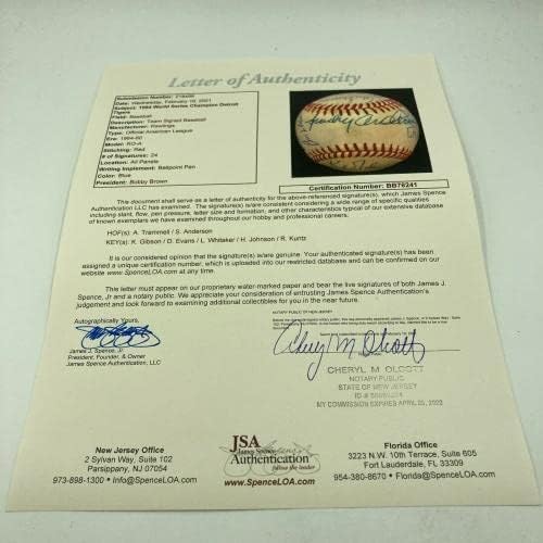 1984 Detroit Tigers Dünya Serisi Şampiyonları Takımı Beyzbol JSA COA İmzalı Beyzbol Topları İmzaladı