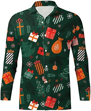 XXBR Noel Erkek Gömlek, Düğme Aşağı Noel Grafik Baskı Yaka Yaka parti giysileri Hawaiian Plaj Tasarımcı Üstleri