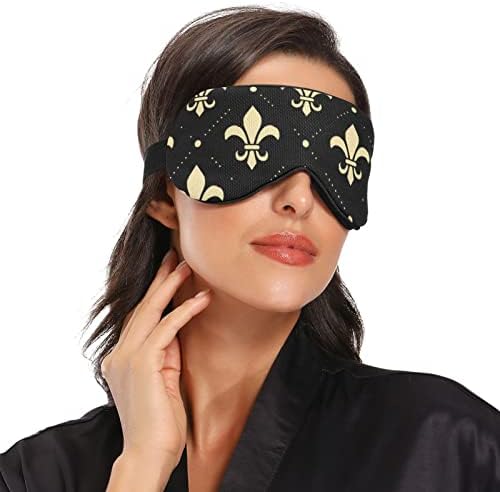 Unisex Uyku Göz Maskesi Fleur-de-lis-Altın Gece Uyku Maskesi Rahat Göz Uyku Gölge Kapak