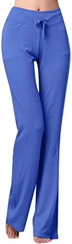 Kadın Pull-On Süper Streç Pantolon Bayan Yoga Pantolon Düz Bacak Rahat İpli Salonu Koşu Uzun Aktif Rahat