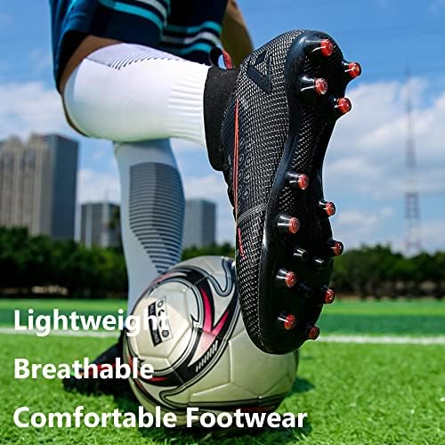 HHY erkek Futbol Cleats futbol ayakkabısı Yüksek Üstleri Kaymaz Sivri Kapalı Açık Firma Zemin Çim Spor Atletik Savaş Botları