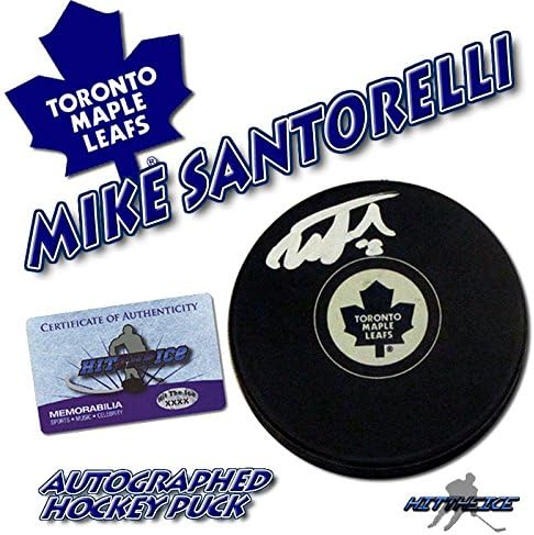 MİKE SANTORELLİ, TORONTO MAPLE LEAFS Diskini COA YENİ 2 ile İmzaladı - İmzalı NHL Diskleri