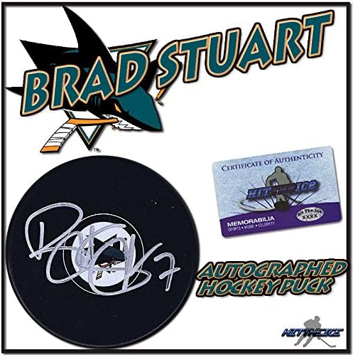 BRAD STUART, SAN JOSE SHARKS Diskini COA ile İmzaladı YENİ İmzalı NHL Diskleri