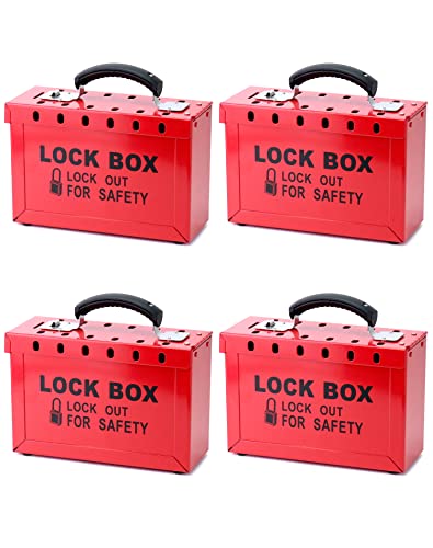 QWORK Kilitleme Etiketleme Kilit Kutusu, 12 Yuvalı 4 Paket Taşınabilir Güvenlik Grubu Kilit Kutusu, Kilitleme Etiketi için