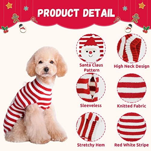 DOGGYZSTYLE Köpek Noel Kazak Noel Pet Giyim Sevimli Çizgili Noel Baba Kostüm Tatil Yavru Kedi Süveter Kıyafetler Küçük Orta