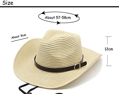 Bayan Erkek hasır kovboy şapkası Batı Plaj güneş şapkası Geniş fötr şapka Şapka Taşınabilir Cowgirl Şapkalar