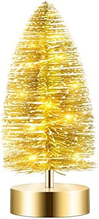 Varmax Prelit Noel Ağacı Mini Glitter Masa Ağacı şişe fırçası Ağaçları 9.4, Altın