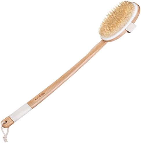 Duş için Uzun Saplı Banyo Fırçası - 20 inç Sırt Fırçası, Duş Fırçası, Çıkarılabilir Doğal Sert Kıllı Sırt Temizleyici. Erkekler