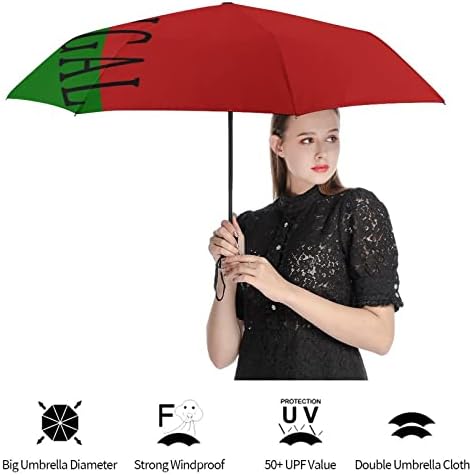 Portekiz Futbol Futbol Kompakt Otomatik Katlanır Şemsiye Rüzgar Geçirmez Seyahat Çanta Şemsiye Erkekler Kadınlar için