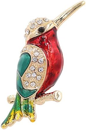 SELOVO Antik Ton Kuş Hummingbird Çok Renkli Avusturyalı Kristal Pin Broş Takı