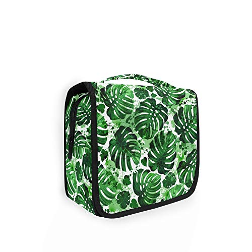 ALAZA Tropikal Palmiye Monstera Yaprakları makyaj çantası Asılı Çok Fonksiyonlu Kozmetik Çantası Taşınabilir Makyaj Çantası