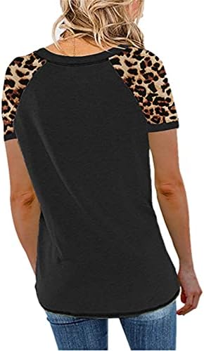 Andongnywell kadın Leopar Baskı Ekip Boyun kısa kollu tişört Şifon Gömlek yazlık t-Shirt Bluz Tunik
