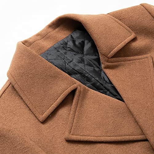 Erkek Orta Uzunlukta İş Ceket Yün Sıcak Tavuskuşu Ceketler Çentikli Yaka Giyim Katı Kruvaze Askeri Ceket