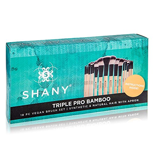 SHANY Üçlü Pro 18 Parça Fırça Seti Sentetik ve Doğal Saç ile Önlük, Bambu