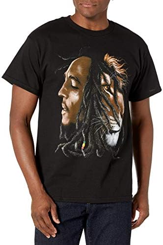 Zion Rootswear Erkek Bob Marley-Profiles Tişört, Siyah, XXL