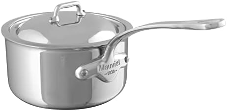 Mauviel 1830 M'cook Kapaklı 5 Katlı Cilalı Paslanmaz Çelik Sos Tavası ve Dökme Paslanmaz Çelik Sap, 1.2-qt, Fransa'da Üretilmiştir