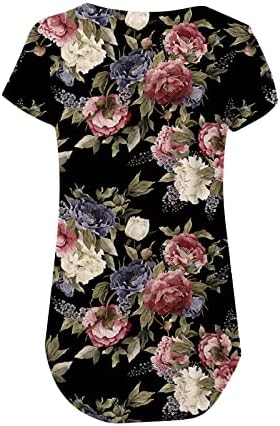 Artı Boyutu Kadınlar için Tops Gevşek Fit Tunik Bayan Yaz Üstleri Sevimli Vintage Kısa Kollu Gömlek Y2k Çiçek Tatil Bluzlar