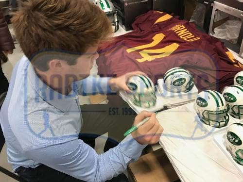 Sam Darnold, Krom Desenli New York Jets Speed NFL Mini Kaskını İmzaladı-İmzalı NFL Mini Kaskları