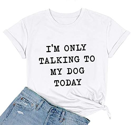 uikmnh Ladys T-Shirt Ekip Boyun Kısa Kollu Yaz Moda günlük t-Shirt Atasözü Sevimli Gömlek