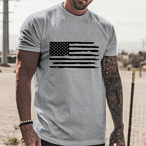 Yaz erkek T-Shirt Kısmi Baskı T Boyun Günü Rahat Sıkıntılı Üst Gömlek Kollu Kutlama Bağımsızlık Tee