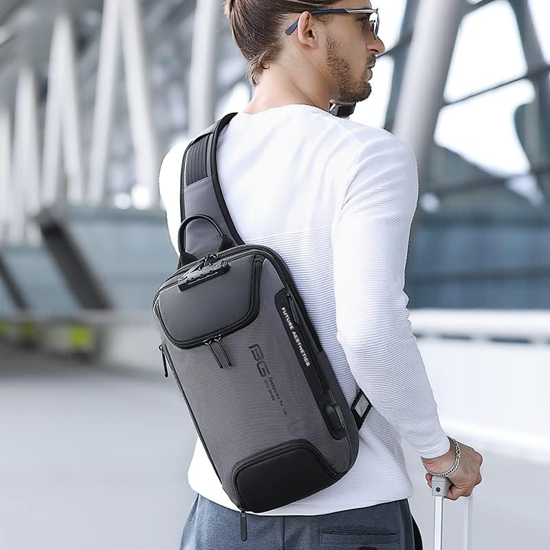TUCUXY asma sırt çantası Erkekler için Crossbody omuz çantaları Su Geçirmez Sling Göğüs Çantası USB Portu ile