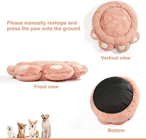 Jıupety Pembe Küçük köpek yatağı, Yuvarlak Sakinleştirici Çörek köpek yatağı, Gömme ve Kabarık köpek yatağı, Rahat ve Rahat