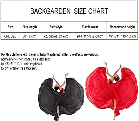 Backgarden 8-14 Yıl Kızlar 720 Şeffaf Şifon 30 Uzun Bale Etek Maxi Etek Balerinler Fotoğraf