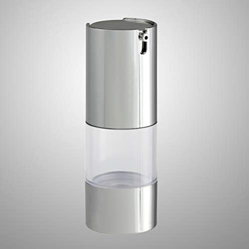 Lurrose 15 ml Şeffaf Doldurulabilir Havasız pompa Şişesi Boş Emülsiyon Dağıtıcı Şişe (Gümüş)