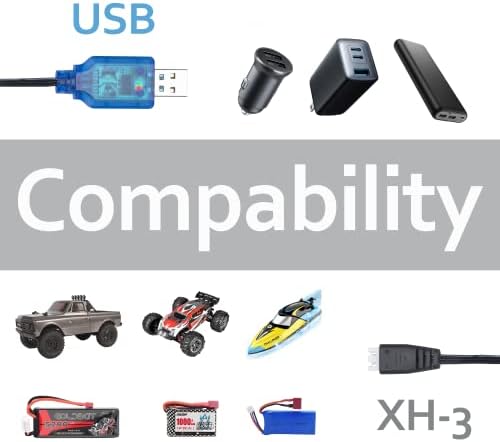 7.4 V Lipo Pil Şarj Cihazı (USB'den XH-3p'ye) Eksenel SCX10 SCX24, BEZGAR, GEYİK, Hosim Q903 Q905, Sharkool, Holyton, Force1