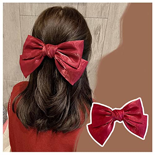 Iaceble Fransız saten fiyonk Tokalar Kırmızı Büyük Yay Düğüm saç tokası Klipleri Vintage Kurdela Yaylar saç tokası Barrette