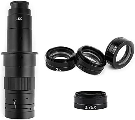 Mikroskop Yardımcı Lens Ayarlanabilir Zoom C-mount Lens Büyütme 130X 180X 360X Laboratuvar 0.3 X 0.5 X 0.75 X 2X Objektif