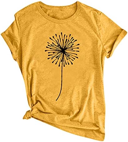 Grafik Gömlek Kadınlar için Sevimli Çiçek Kısa Kollu Tee Üstleri Genç Kızlar Rahat Ayçiçeği grafikli tişört Estetik Gömlek