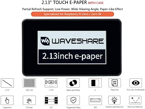waveshare 2.13 inç Dokunmatik e-kağıt teşhir standı ABS Kılıf ile, 250x122 Piksel E-mürekkep Ekran Ahududu Pi Sıfır için