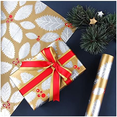 ZJHYXYH 10 adet Noel Kraft Ambalaj Kağıdı Düğün Tek Taraflı Bronzlaşmaya Baskı Hediyeler Ambalaj Parti Hediye Malzemeleri