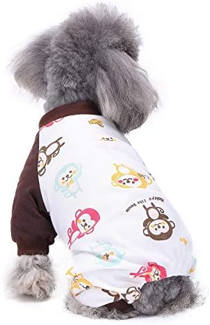 SELMAİ köpek pijamaları Kedi Pjs Pijama Nefes Yumuşak Pamuk Elastik Kedi Giyim Pet Kostüm Karikatür Maymun tulum Küçük Köpek