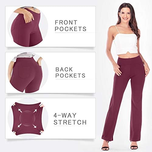 IUGA Bootcut Yoga cepli pantolon Kadınlar için Yüksek Bel Egzersiz Bootleg Pantolon Karın Kontrol, 4 Cepler İş Pantolonu