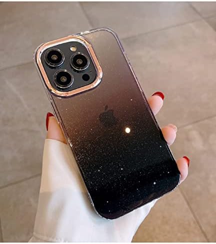 Kadınlar Kızlar için iPhone 12 Pro Max Kılıf ile Uyumlu Uıoeua, Lüks Parlak Moda Degrade Glitter Bling Sevimli Şeffaf Akrilik